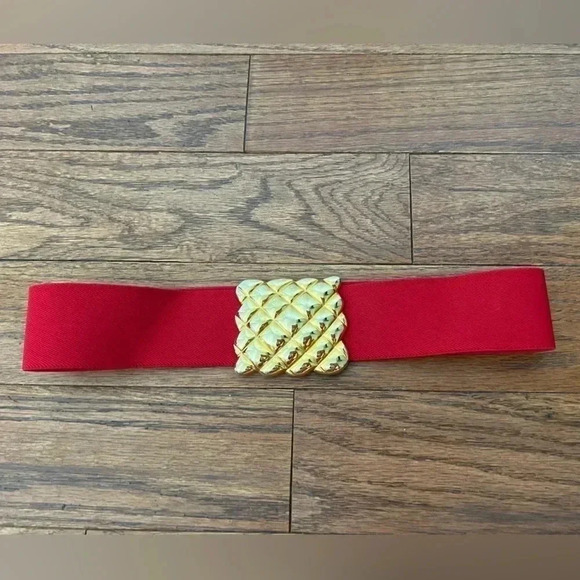 Vintage Red-Gold Elastic Belt Sz - OS - Picture 1 of 5